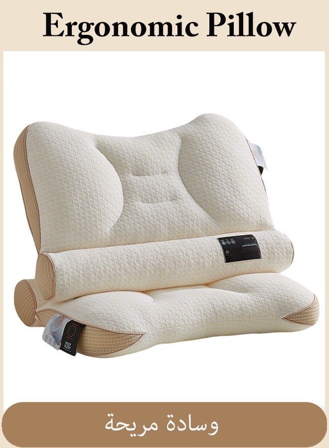 Ergonomic Pillow, Cervical Support Comfortable Pillow, Neck Pillow Cervical Pillow for Neck Strain Relief, Neck Pillow for Sleeping,Cervical Contour Neck Support Pillows for Side Back Stomach Sleeper, Adjustable Orthopedic Pillow Filling with PE Hose - Image 1